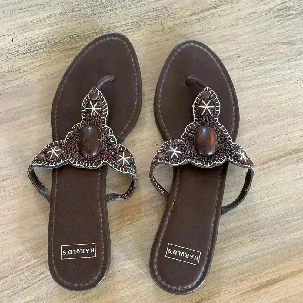 Harold’s beaded sandals- worn once -size 9